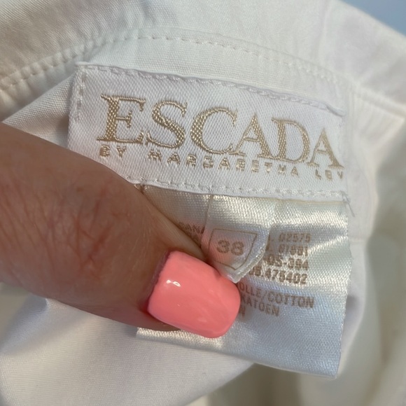ESCADA by Margaretha Ley cotton white button up shirt embroidered butterflies M - Picture 12 of 16